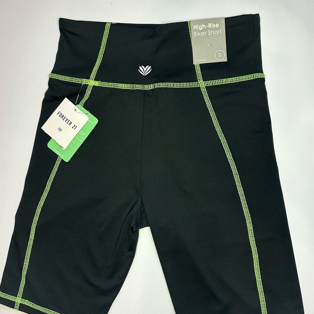 Forever 21 Black Biker Shorts with Neon Stitching